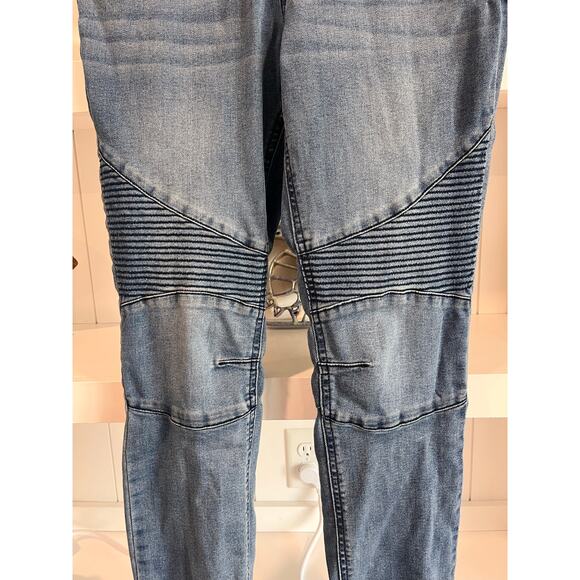 Art Class Super Skinny Moto Jeans Girls Size 16 Blue Elastic Waist Drawstring - Picture 3 of 8